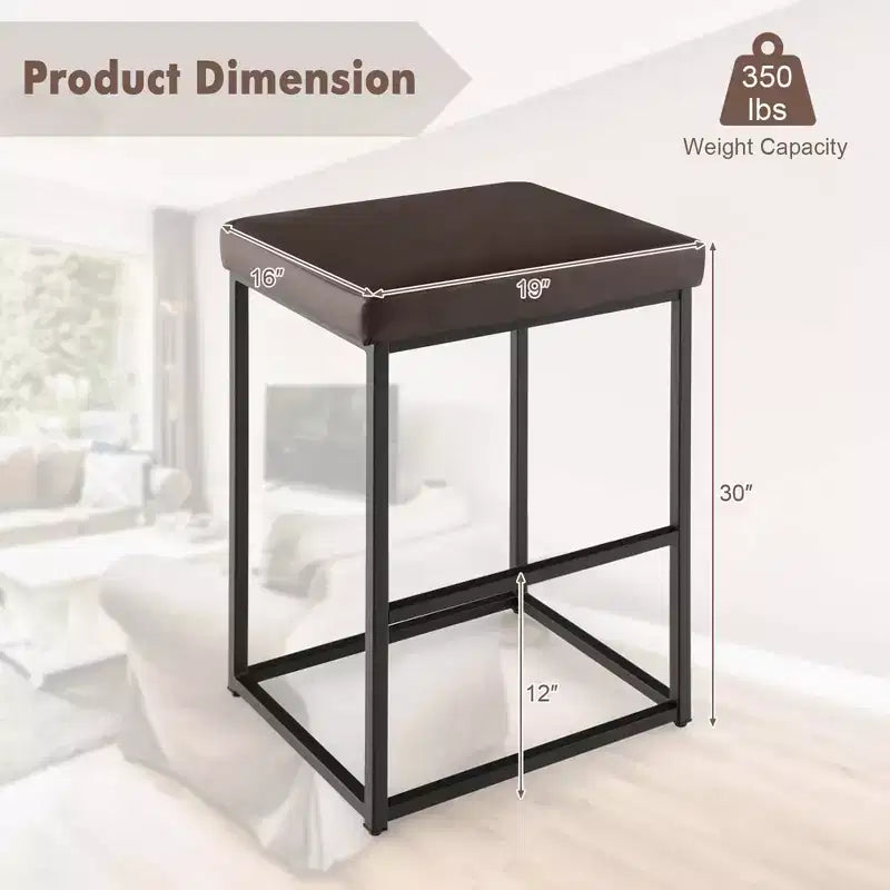 Sgabelli da bar da 30" Set da 2 Sedie da bancone imbottite in pelle PU con poggiapiedi