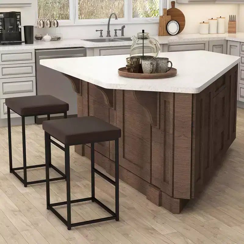 Sgabelli da bar da 30" Set da 2 Sedie da bancone imbottite in pelle PU con poggiapiedi