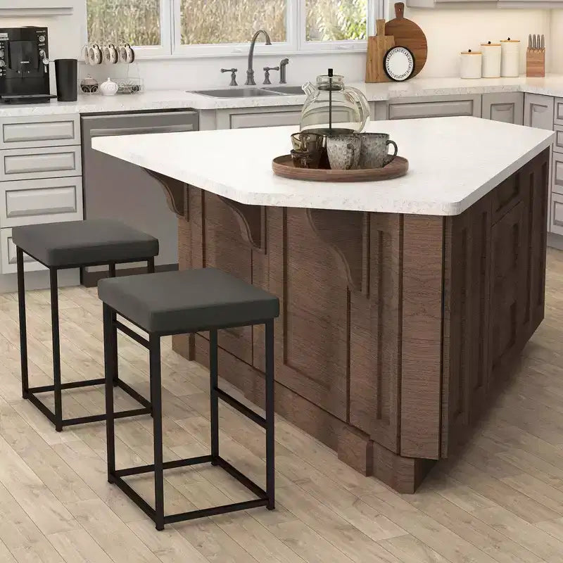 Sgabelli da bar da 30" Set da 2 Sedie da bancone imbottite in pelle PU con poggiapiedi