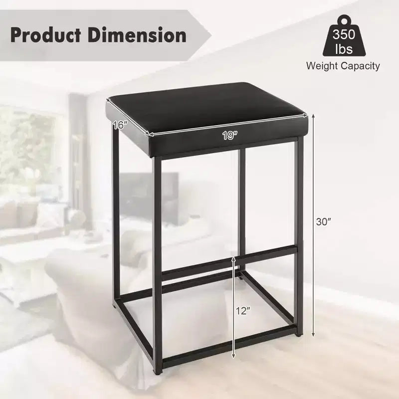 Sgabelli da bar da 30" Set da 2 Sedie da bancone imbottite in pelle PU con poggiapiedi