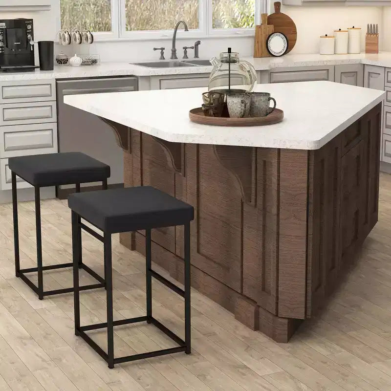 Sgabelli da bar da 30" Set da 2 Sedie da bancone imbottite in pelle PU con poggiapiedi