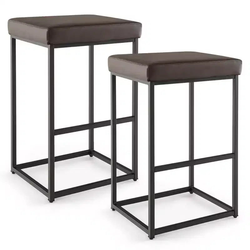 Sgabelli da bar da 30" Set da 2 Sedie da bancone imbottite in pelle PU con poggiapiedi