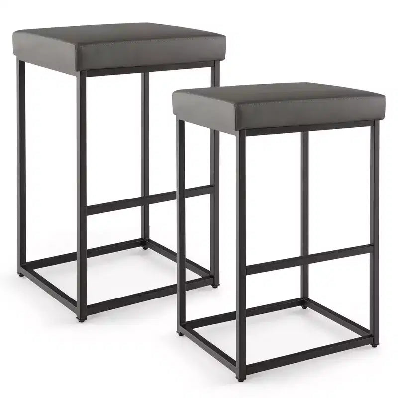 Sgabelli da bar da 30" Set da 2 Sedie da bancone imbottite in pelle PU con poggiapiedi