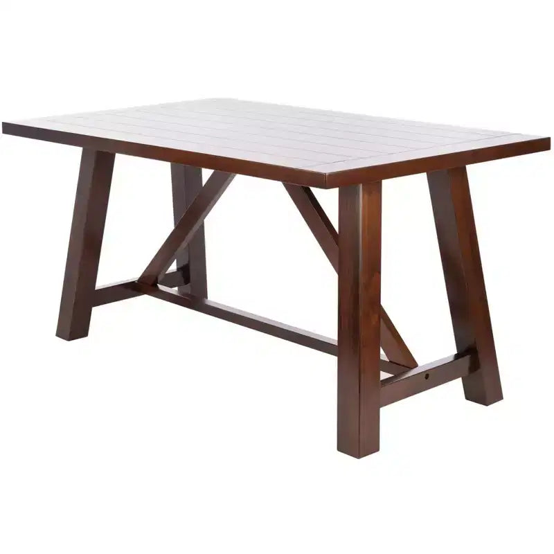 Tavolo da pranzo rettangolare per 6 persone, finitura in legno marrone