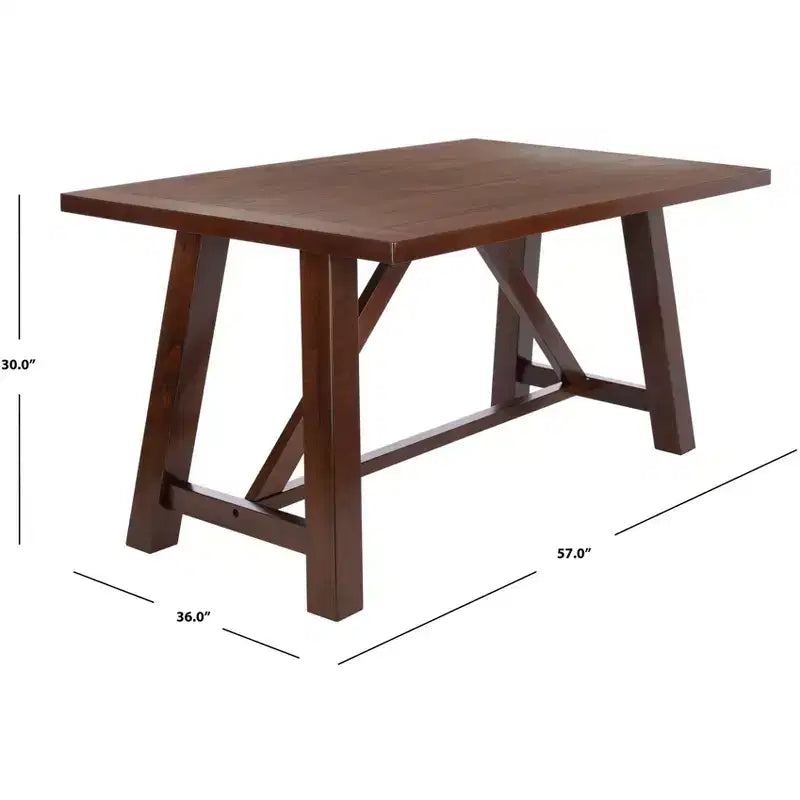Tavolo da pranzo rettangolare per 6 persone, finitura in legno marrone
