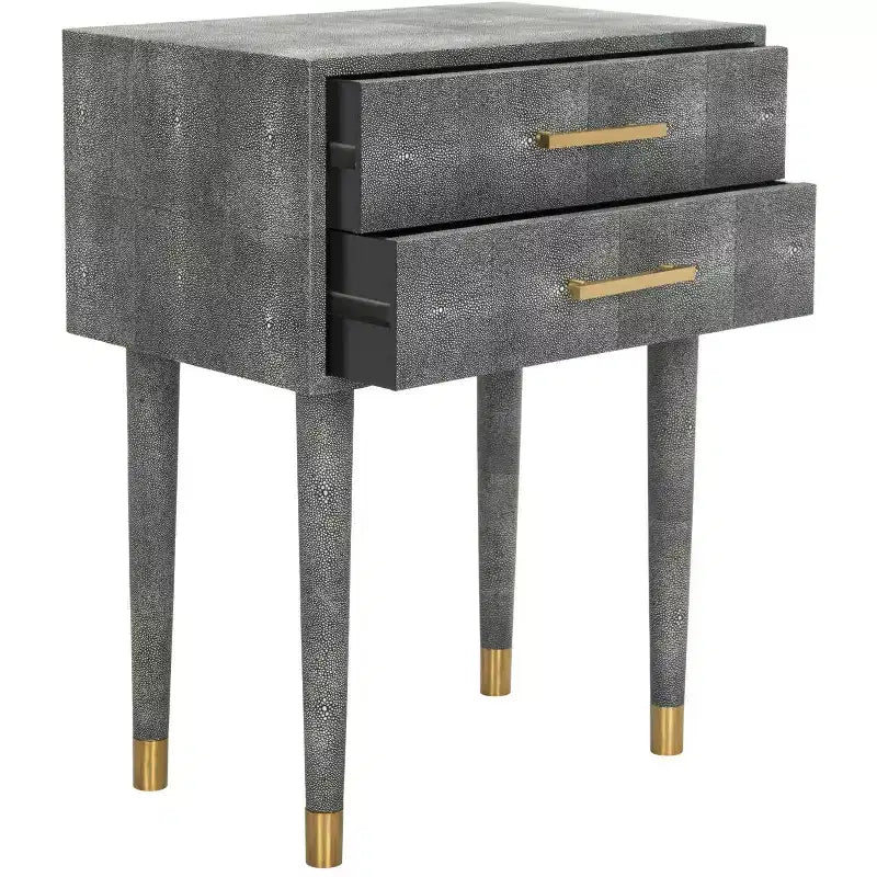 Tavolino in legno nero con dettagli in ottone