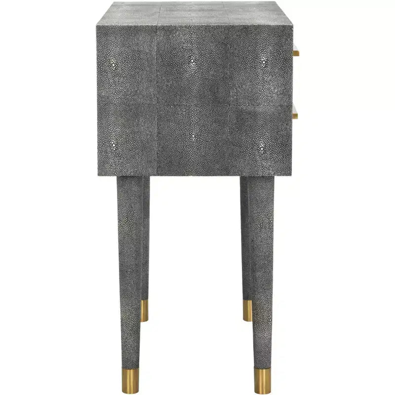 Tavolino in legno nero con dettagli in ottone