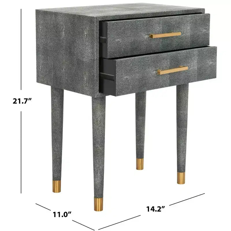 Tavolino in legno nero con dettagli in ottone
