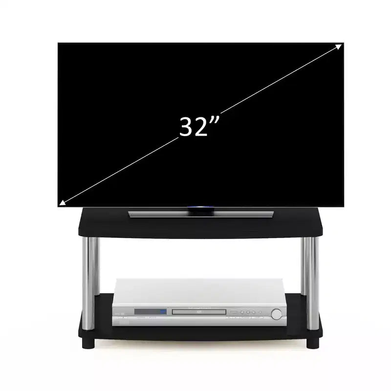 Supporto TV rialzato a 2 ripiani con mensole portaoggetti aperte