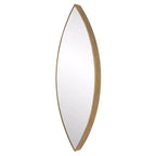 Specchio da parete ovale in metallo bronzo dorato anticato, 35,5 x 101 cm