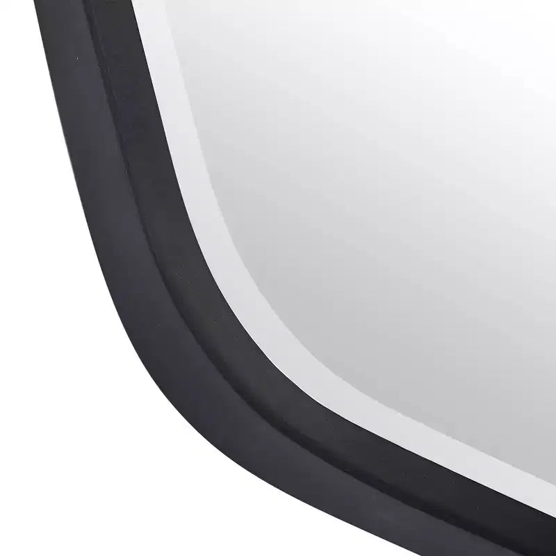 Specchio da parete moderno smussato con cornice in ferro nero satinato, 22,25" L x 36" H