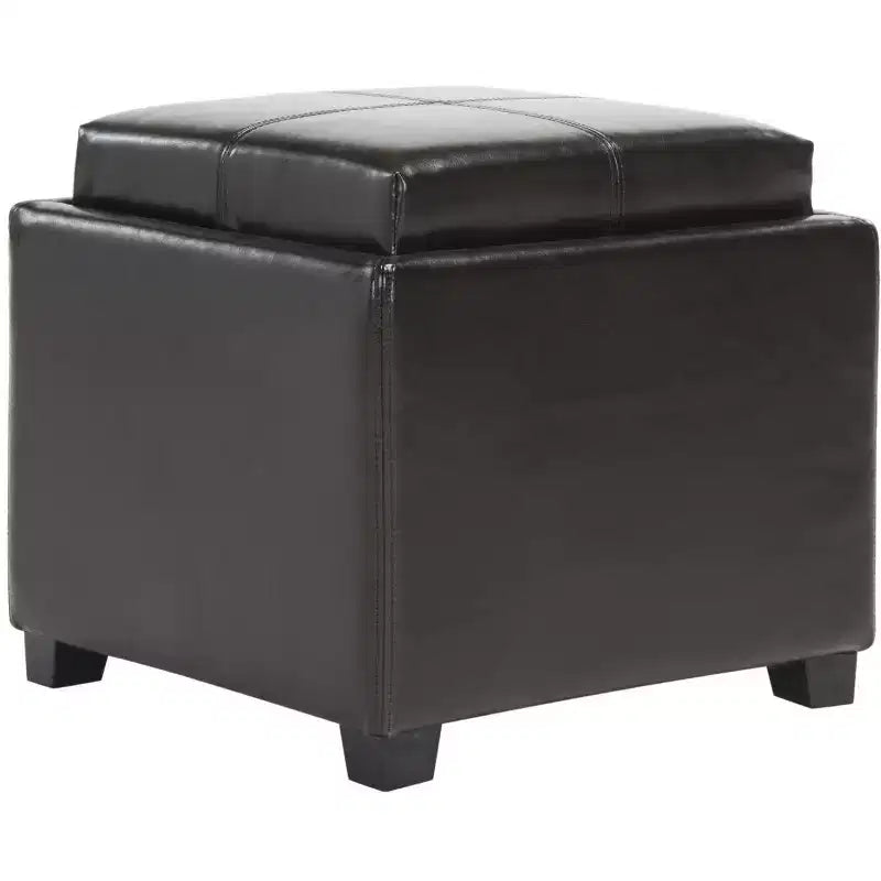 Pouf Contenitore Quadrato con Coperchio a Vassoio Ribaltabile