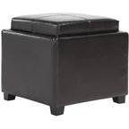 Pouf Contenitore Quadrato con Coperchio a Vassoio Ribaltabile