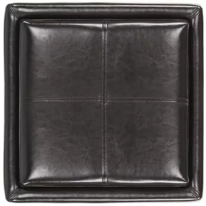 Pouf Contenitore Quadrato con Coperchio a Vassoio Ribaltabile