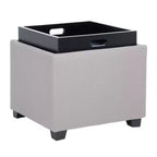 Pouf Contenitore Quadrato con Coperchio a Vassoio Ribaltabile