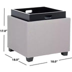 Pouf Contenitore Quadrato con Coperchio a Vassoio Ribaltabile