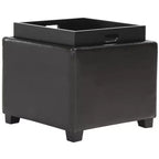 Pouf Contenitore Quadrato con Coperchio a Vassoio Ribaltabile