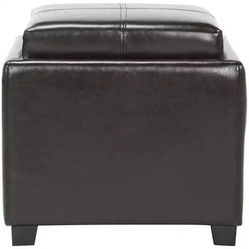 Pouf Contenitore Quadrato con Coperchio a Vassoio Ribaltabile