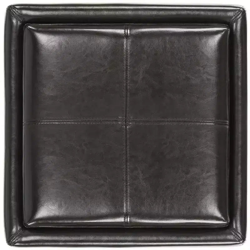 Pouf Contenitore Quadrato con Coperchio a Vassoio Ribaltabile