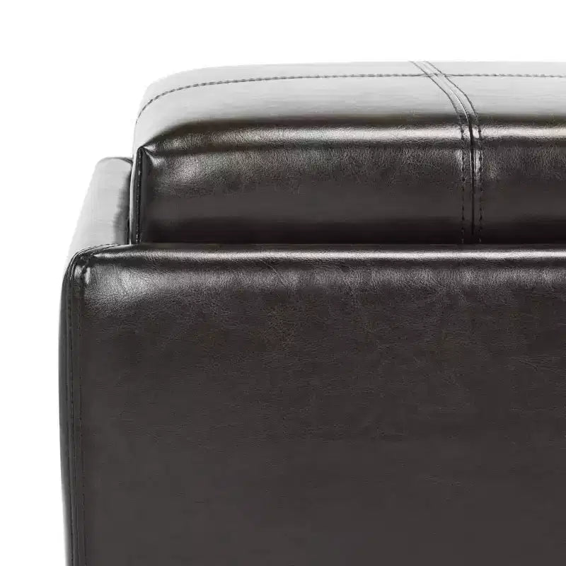 Pouf Contenitore Quadrato con Coperchio a Vassoio Ribaltabile