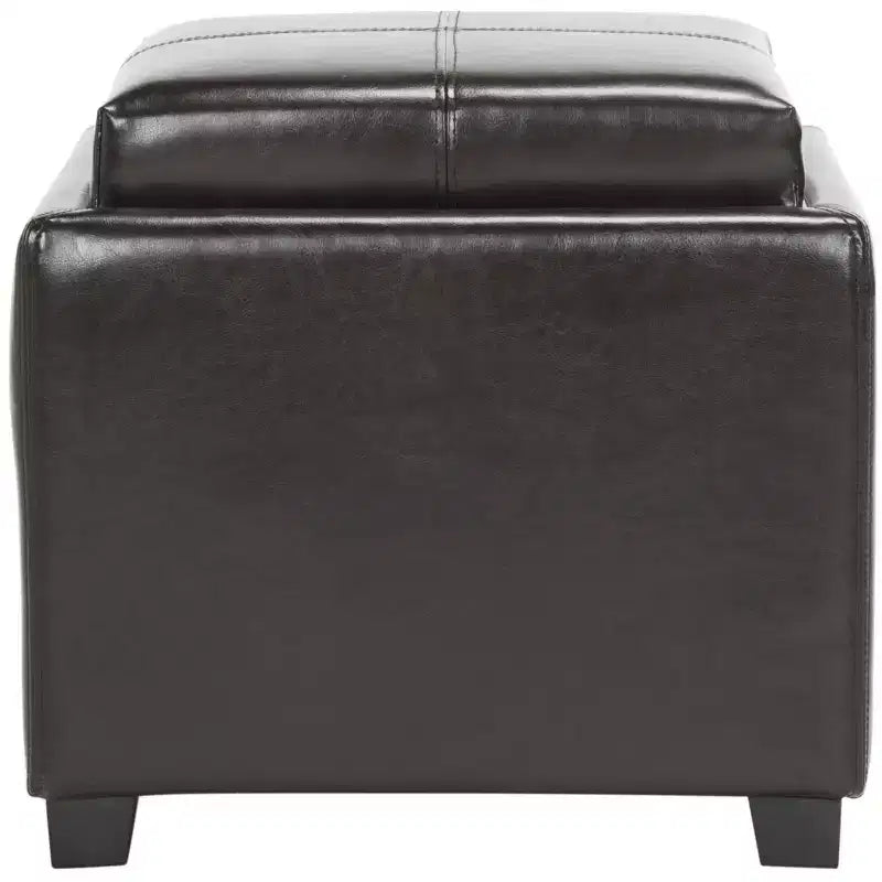 Pouf Contenitore Quadrato con Coperchio a Vassoio Ribaltabile