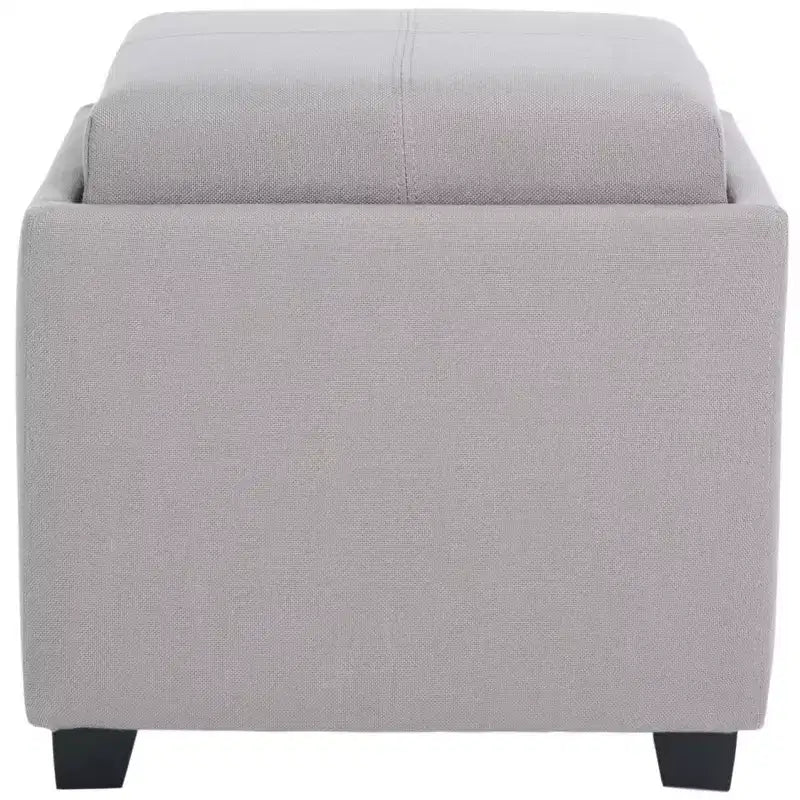 Pouf Contenitore Quadrato con Coperchio a Vassoio Ribaltabile