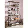 Libreria a Scala Etagere a 6 Ripiani in Legno di Abete con Finitura Laccata