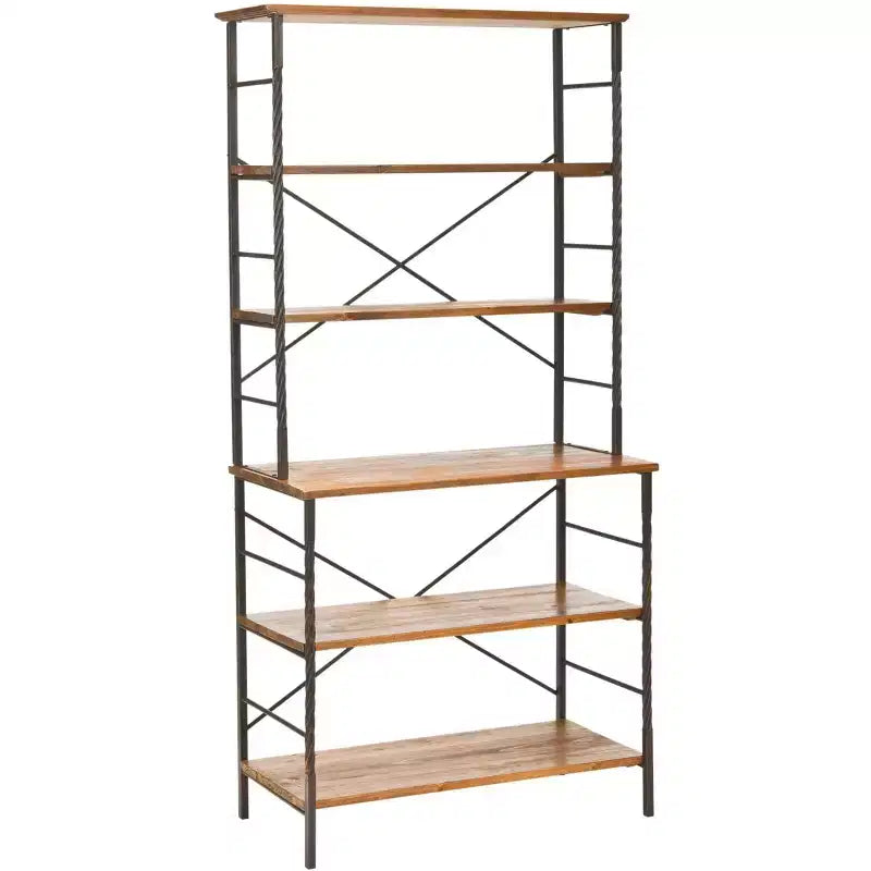Libreria a Scala Etagere a 6 Ripiani in Legno di Abete con Finitura Laccata
