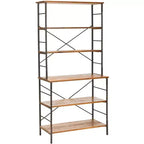 Libreria a Scala Etagere a 6 Ripiani in Legno di Abete con Finitura Laccata