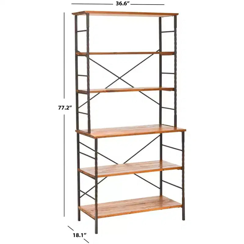 Libreria a Scala Etagere a 6 Ripiani in Legno di Abete con Finitura Laccata