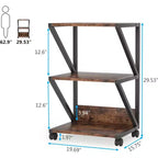 Carrello stampante a 3 ripiani con ruote