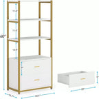 Libreria a 4 ripiani con 2 cassetti