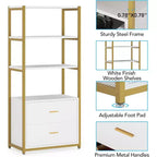 Libreria a 4 ripiani con 2 cassetti