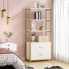 Libreria a 4 ripiani con 2 cassetti