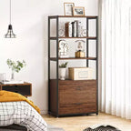 Libreria a 4 ripiani con 2 cassetti