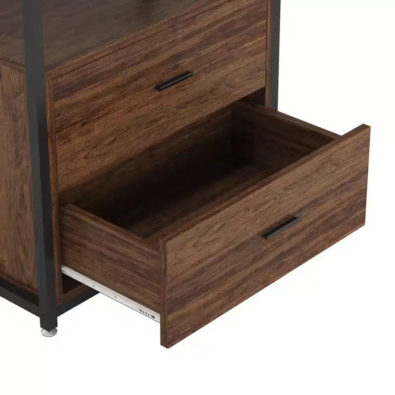 Libreria a 4 ripiani con 2 cassetti