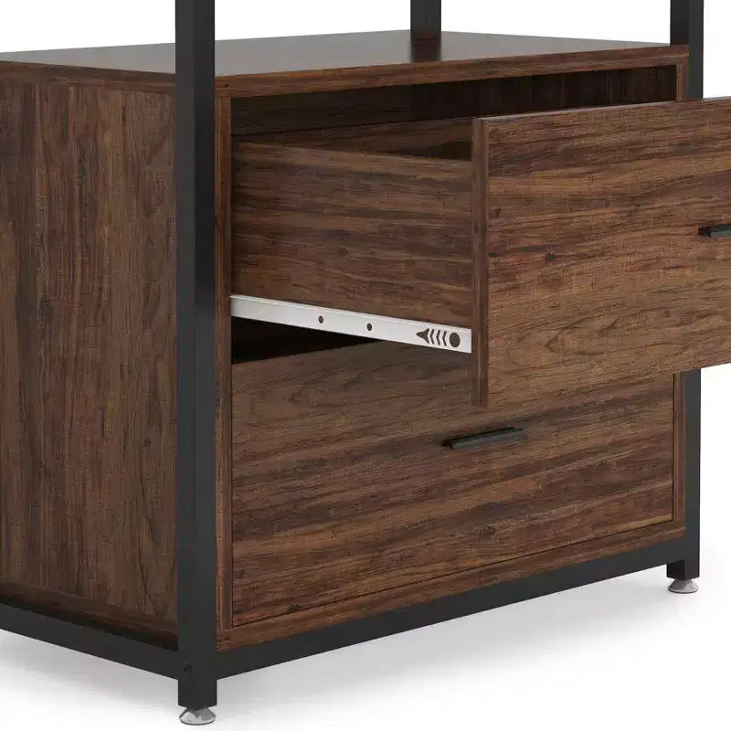 Libreria a 4 ripiani con 2 cassetti