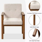 Poltrona di design moderna rivestita in tessuto di lino con gambe in legno massello