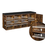 Panca Contenitore con Armadietto e 9 Scomparti Aperti, 30 x 110 x 48 cm, Marrone Rustico