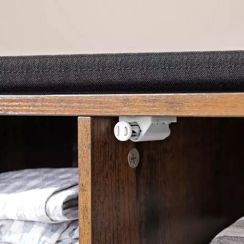 Panca Contenitore con Armadietto e 9 Scomparti Aperti, 30 x 110 x 48 cm, Marrone Rustico