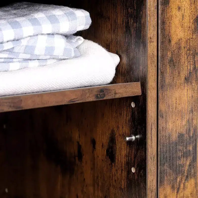 Panca Contenitore con Armadietto e 9 Scomparti Aperti, 30 x 110 x 48 cm, Marrone Rustico