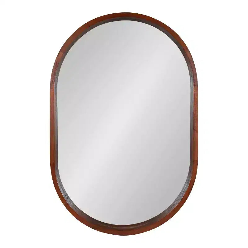 Specchio da Parete con Cornice Ovale in Legno 24x36 Noce Marrone