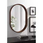 Specchio da Parete con Cornice Ovale in Legno 24x36 Noce Marrone