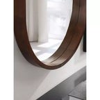 Specchio da Parete con Cornice Ovale in Legno 24x36 Noce Marrone