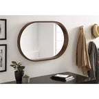 Specchio da Parete con Cornice Ovale in Legno 24x36 Noce Marrone