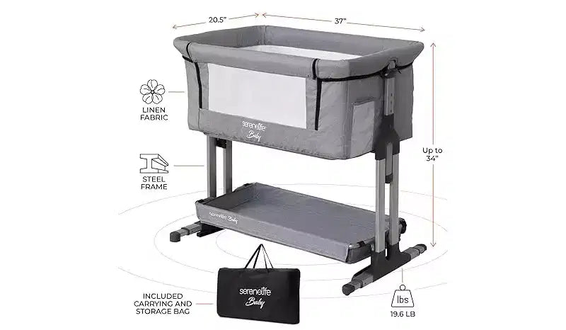 Culla portatile 3-in-1 per neonati - Altezza regolabile, Culla rimovibile, Lettino co-sleeping per neonati e bambini piccoli