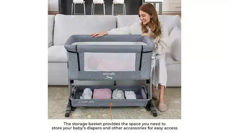 Culla portatile 3-in-1 per neonati - Altezza regolabile, Culla rimovibile, Lettino co-sleeping per neonati e bambini piccoli