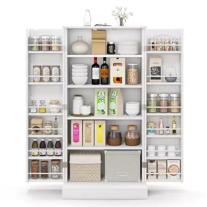 Dispensa da cucina da 120 cm con ante, ripiani regolabili e dispositivi anti-ribaltamento
