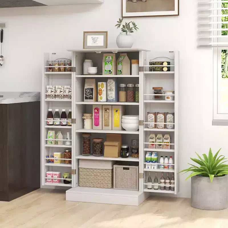 Dispensa da cucina da 120 cm con ante, ripiani regolabili e dispositivi anti-ribaltamento
