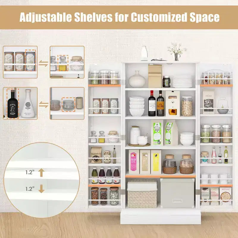 Dispensa da cucina da 120 cm con ante, ripiani regolabili e dispositivi anti-ribaltamento